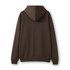 A dark brown men's zip hoodie with a pocket, featuring a hood and a simple back design.
