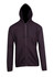 A dark grey zip hoodie with a front pocket and a hood, featuring a logo on the side.