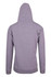 A grey men's zip hoodie featuring a hood and a pocket, with a logo on the back.