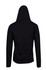 A black men's zip hoodie featuring a hood and a back pocket. The design is simple and minimalistic.