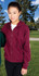 A black zipped hoodie worn by a male model and a red zipped hoodie worn by a female model, both with pockets.