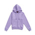 A purple zipper hoodie with a pocket and a drawstring hood, featuring a logo.