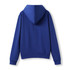 A blue women's juniors zipper hoodie with a pocket, featuring a hood and long sleeves.