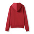 A red women's/juniors zipper hoodie with a pocket and a hood, featuring a plain back design.