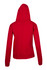 A red women's/juniors zipper hoodie with a pocket and a hood, featuring a plain back design.