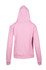 A pink women's/juniors hoodie featuring a hood and a back view. It has a pocket and includes a logo.