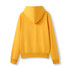 A yellow women's juniors zipper hoodie with a pocket, featuring a hood and a plain back design.