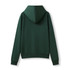 A green women's juniors zipper hoodie with a pocket, featuring a hood and a snug fit.