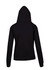 A black women's juniors zipper hoodie with a pocket, featured from the back view.