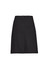 A black women's comfort waist cargo skirt with a straight cut, featuring pockets and a button closure.