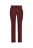 Maroon straight leg scrub pants with side pockets and a drawstring waist. Features a logo.