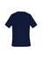 A navy scrub top with short sleeves and a simple design, featuring a logo on the back.