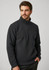A black polar fleece jacket featuring a quarter-zip and a side pocket, worn by a man. Includes a logo.