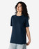 A navy heavyweight cotton unisex T-shirt with a relaxed fit and short sleeves, featuring a small logo.