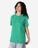 A lightweight unisex t-shirt in vibrant green, featuring a round neckline and short sleeves. It has a logo on it.