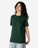 A heavyweight cotton unisex T-shirt in deep green, featuring a crew neck and short sleeves. The design includes a logo.
