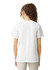 A white heavyweight adult t-shirt featuring a simple design and a logo on the back.
