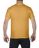 A yellow heavyweight adult t-shirt viewed from the back, featuring a logo on the upper side.