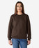 A brown Gildan Heavy Blend adult crewneck sweatshirt with long sleeves, worn by a model.