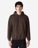 A brown Gildan Heavy Blend adult hooded sweatshirt with a front pocket and adjustable drawstring hood.