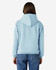 A light blue Gildan Heavy Blend adult hooded sweatshirt is displayed from the back, featuring a hood and relaxed fit.