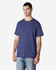 A navy Gildan Ultra Cotton adult t-shirt on a model, featuring a simple design and a logo.