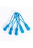 Five blue Zippies with loops, designed for attaching or securing various items. They feature a smooth, rounded shape.