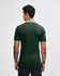 A green unisex short sleeve t-shirt displayed from the back, featuring a plain design and a logo.