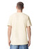 A cream-coloured unisex short sleeve T-shirt, viewed from the back, featuring a logo.