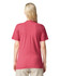 A back view of a unisex CVC short sleeve t-shirt in a vibrant red colour, featuring a simple design and no visible logos.