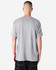 A grey unisex CVC short sleeve T-shirt viewed from the back, featuring a logo.