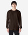 A long-sleeve T-shirt in dark brown, featuring a round neck and a logo on the side.