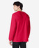 A long sleeve T-shirt in bright red, featuring a plain back and a casual fit. The model is facing away from the camera.