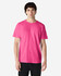 A pink Gildan Heavy Cotton adult T-shirt displayed on a model with a neutral background. The shirt features a logo.
