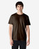 A dark brown Gildan Heavy Cotton adult t-shirt displayed on a model. It features a classic crew neck design.