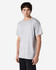 A grey Gildan Heavy Cotton adult T-shirt displayed on a model, featuring a simple design and a relaxed fit.