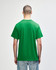 A green Gildan Heavy Cotton adult t-shirt viewed from the back, featuring a plain design and a logo.