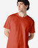 A red Gildan Heavy Cotton adult T-shirt displayed on a model with a casual pose and a blank background.