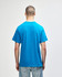 A blue Gildan Heavy Cotton Adult T-Shirt displayed from the back, featuring short sleeves and a logo.