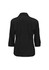 A black women's 3/4 sleeve button-up shirt, featuring a classic collar and a tailored fit at the back.