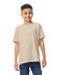 A youth t-shirt in beige, featuring a relaxed fit and short sleeves. The shirt has a logo on it.