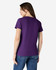 A purple Gildan Heavy Cotton Ladies' T-Shirt is displayed from the back, featuring a simple design and casual fit.