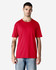 A red Gildan Softstyle adult T-shirt displayed on a model, featuring a relaxed fit and short sleeves.