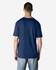 A navy blue Gildan Softstyle adult T-shirt viewed from the back, featuring a plain design and a logo.