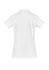 A women's short sleeve polo shirt in white, featuring a classic polo collar and a back view.