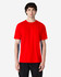A red and navy adult midweight t-shirt with a logo, featuring a classic crew neck and short sleeves.