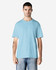 A light blue midweight T-shirt on a male model, featuring a crew neck and short sleeves. It includes a logo on the side.