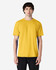 A yellow and blue Gildan Softstyle Adult Midweight T-Shirt displayed on a model. The shirt has a logo.