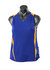 A blue singlet with yellow accents, featuring a v-neck design and a logo. Ideal for activewear or casual use.