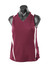 A maroon singlet featuring white side accents, displayed on a mannequin. Includes a brand logo.